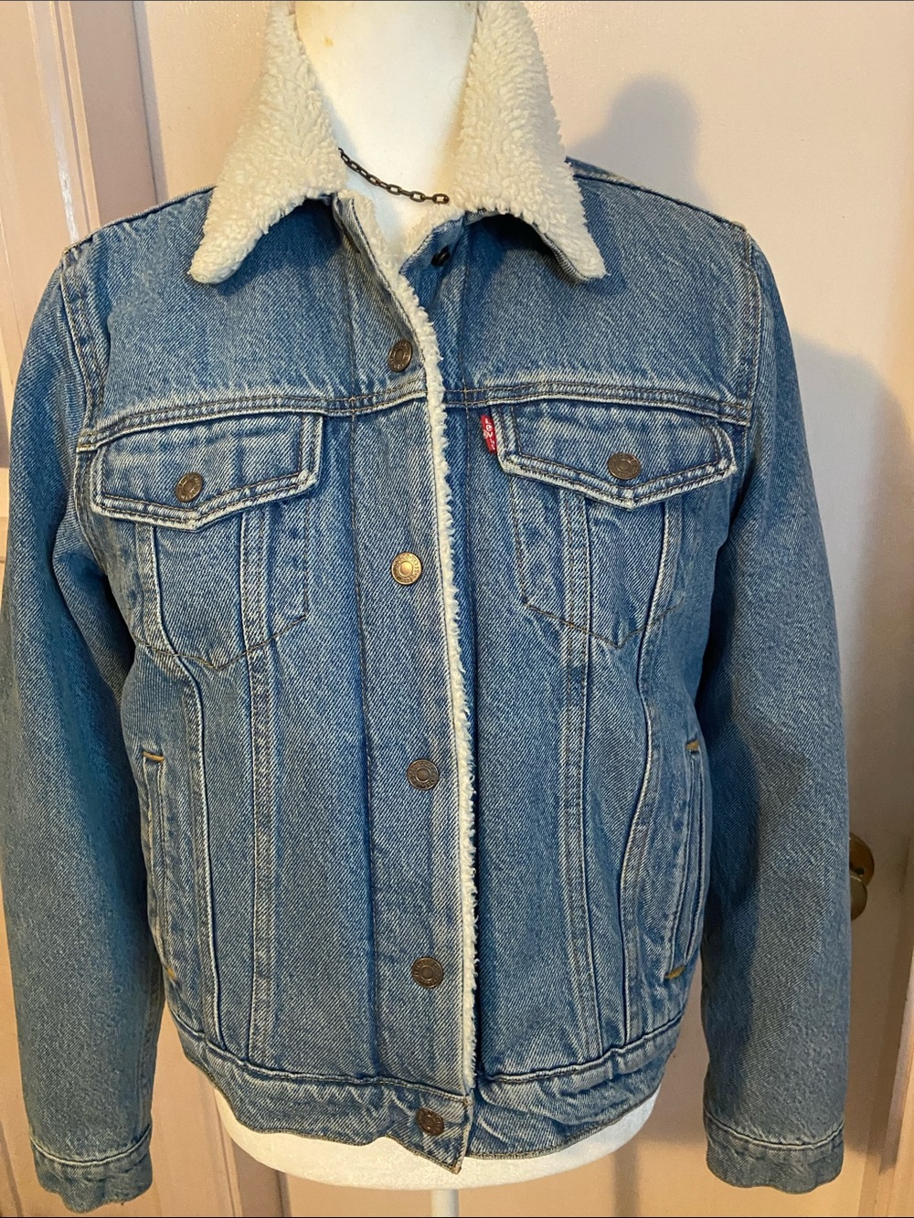 Levi's Light Blue Denim Jacket with Cream Sherpa Collar